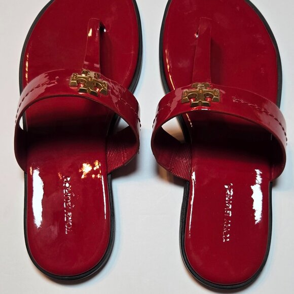 Tory Burch Red Mini Everly Patent Leather Sandals – Size 6 - Picture 1 of 7